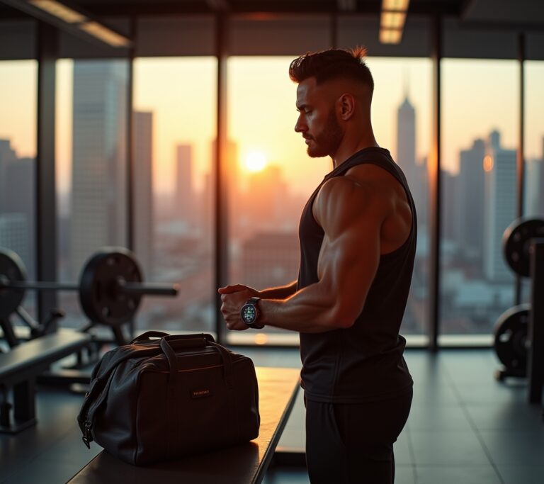 Executive checking a training schedule on a smartwatch