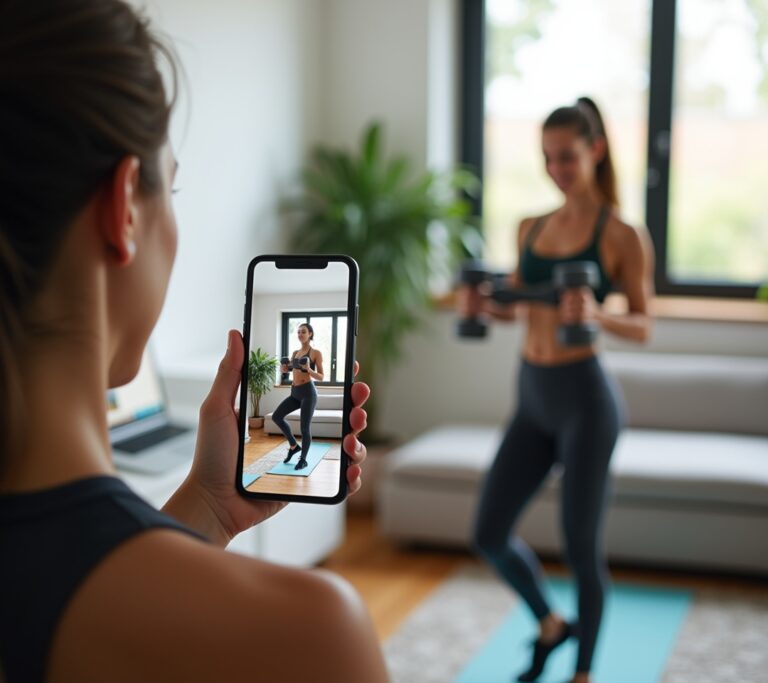 Coach spotting a client during an intense bench press