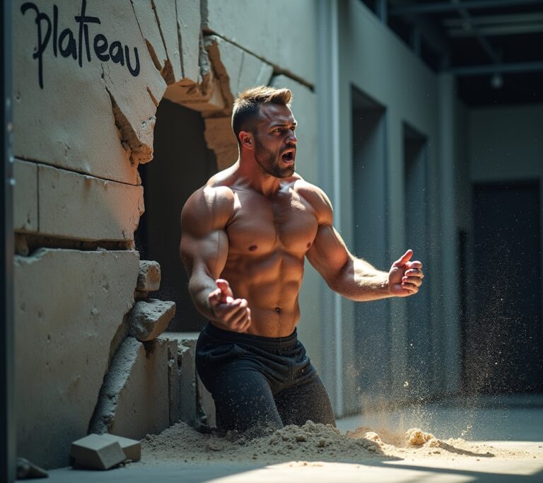 Frustrated athlete reviewing stalled progress photos